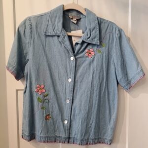 vintage Stonebridge Floral Embroidered Blouse Size M